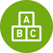 Teaserbild Icon Kontakt Grundschule Buchstaben A, B und C